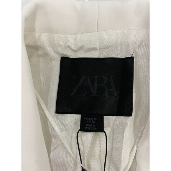 Zara Womens Tuxedo Blazer Suit XL White Satin Lapels Single Breast 2389/198 NWT - Picture 5 of 16